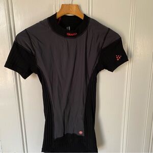 Craft Base Layer Men’s S WindStopper Short Sleeve Crew Neck Cycling Black Top